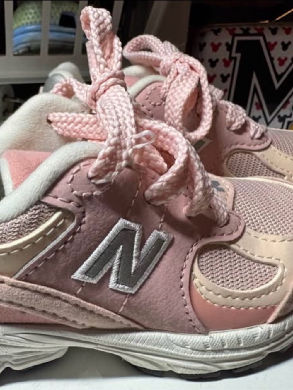 New Balance Kids Pink and Cream Athletic Sneakers